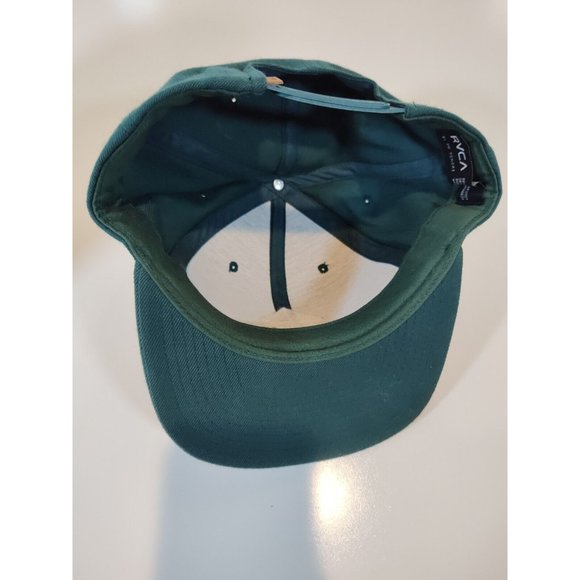 RVCA Snapback Wool Blend Leather Logo Patch Green - Picture 7 of 8